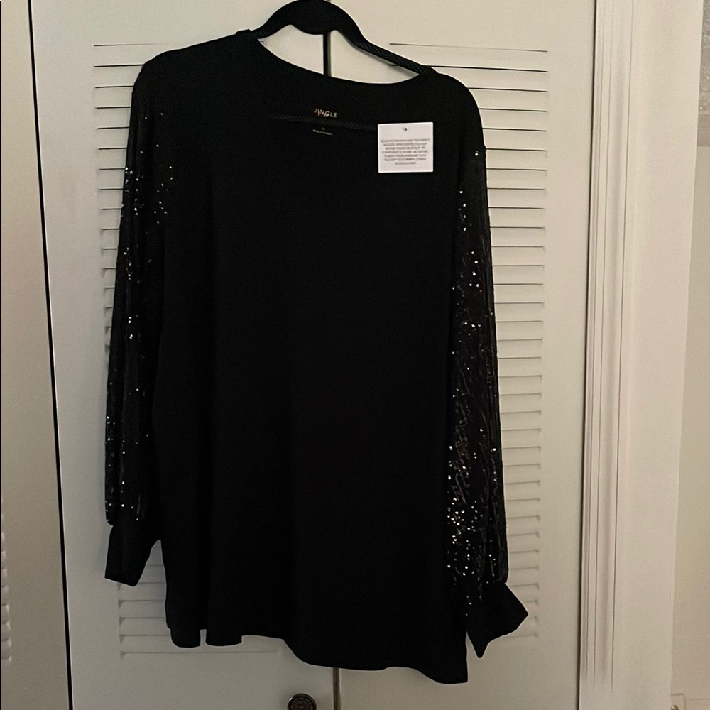 Jingle Belles by Kim Gravel Black Sequin Sleeve Top